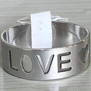Stainless Steel Cut Out “Love” & Heart Ring New
